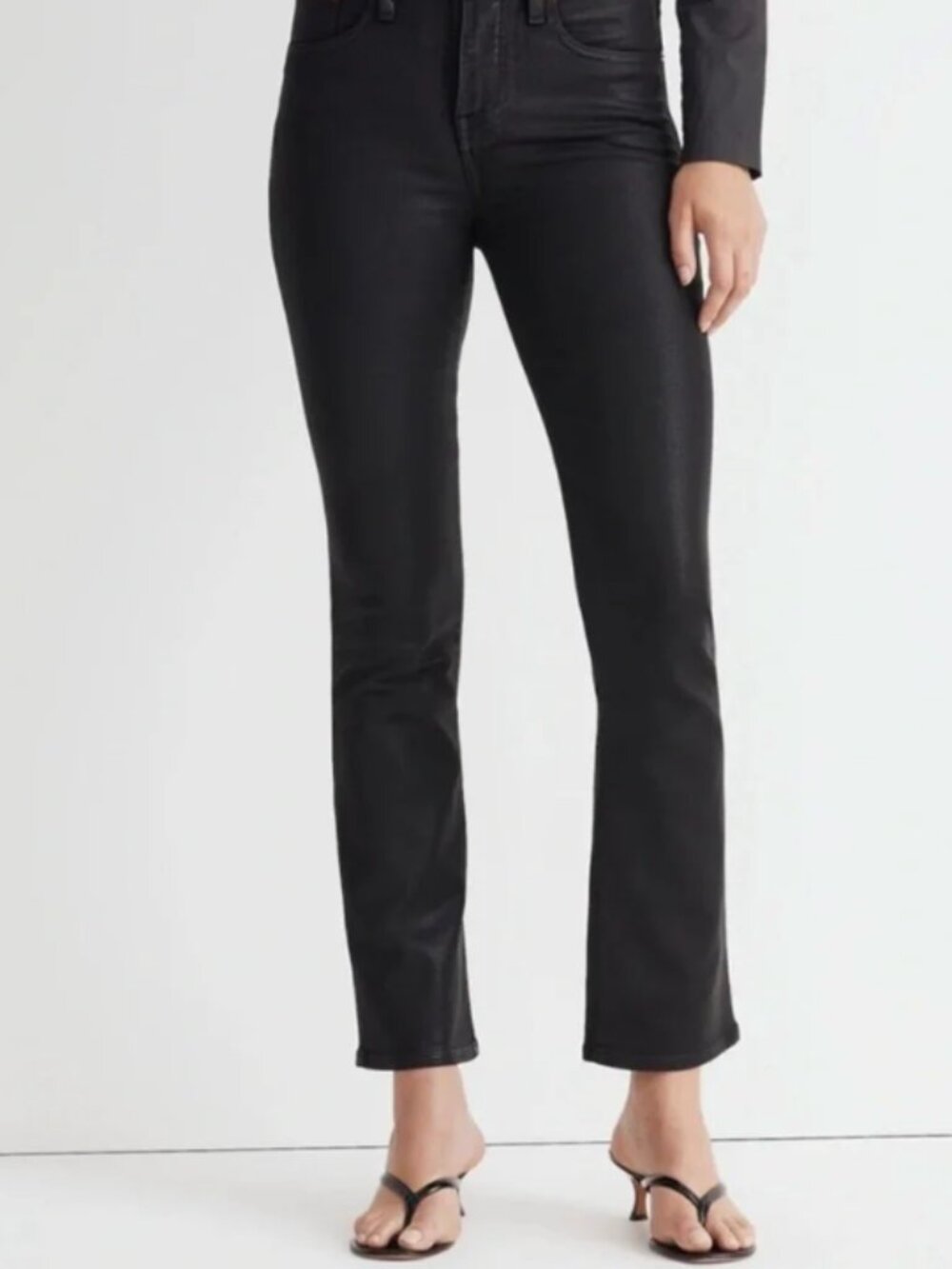 Madewell Mid Rise Kick Out Jeans in True Black - Coated Edition